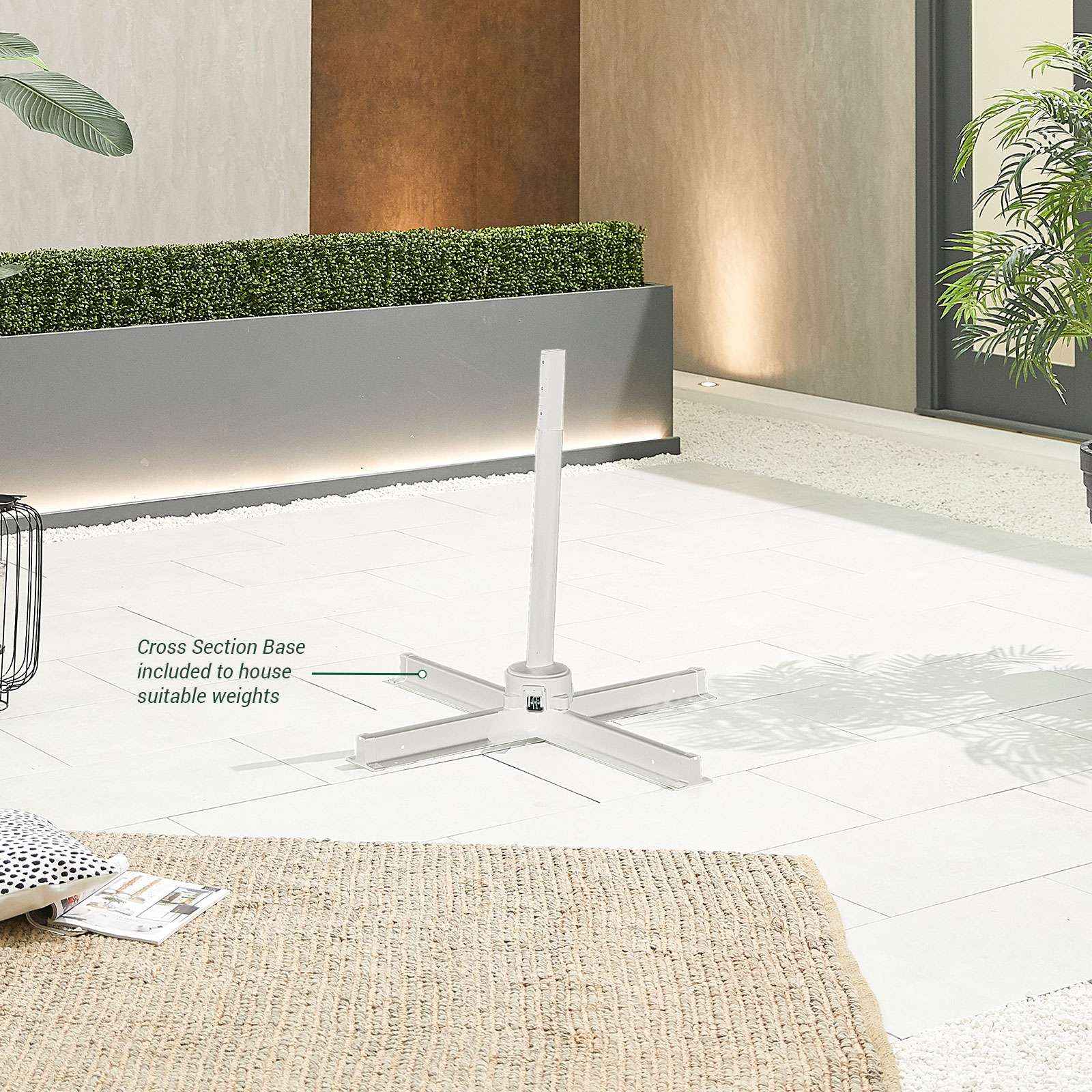 Nova <br> White Frame Galaxy LED Cantilever Parasol 3m Square Grey - Image 2
