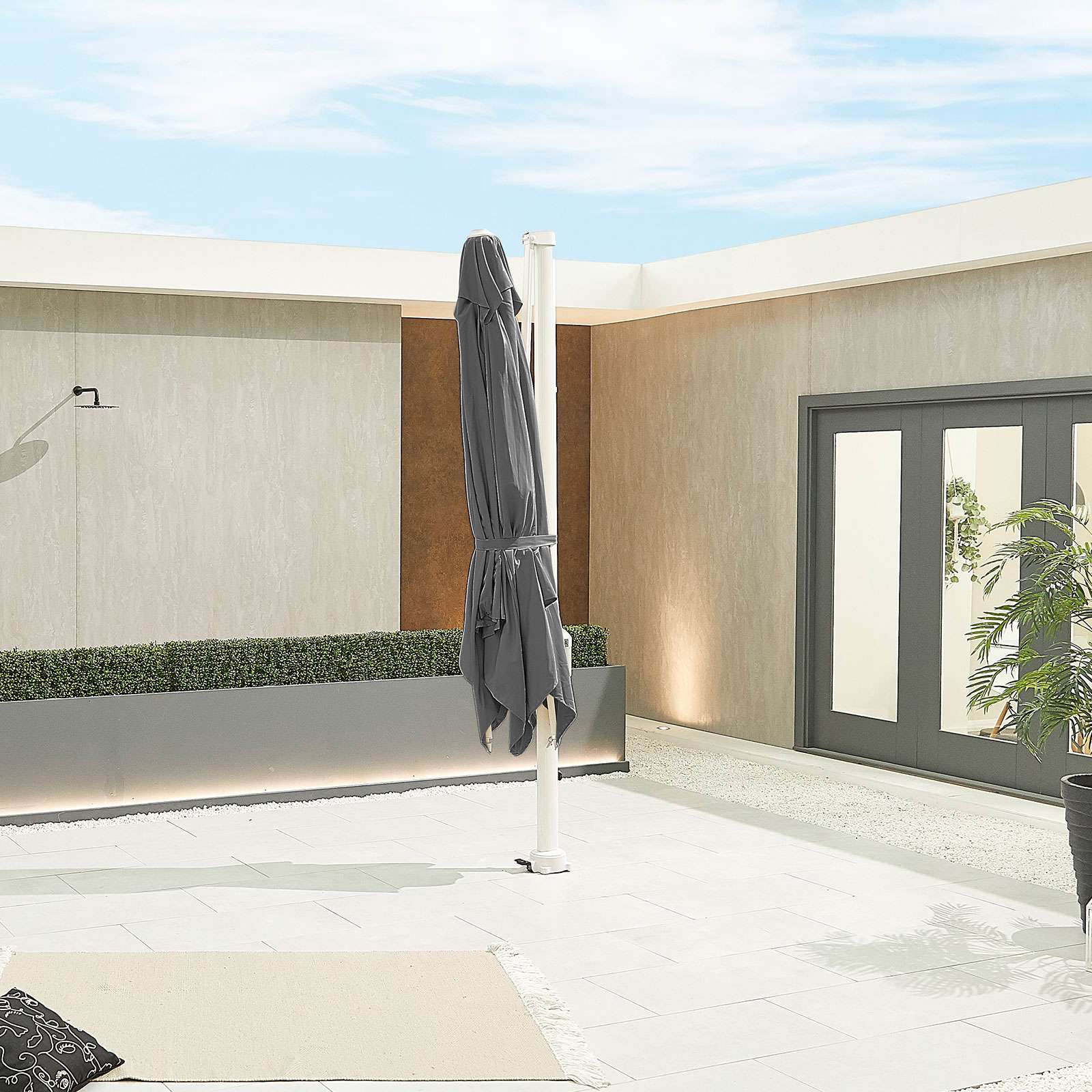 Nova <br> White Frame Galaxy LED Cantilever Parasol 3m Square Grey - Image 7