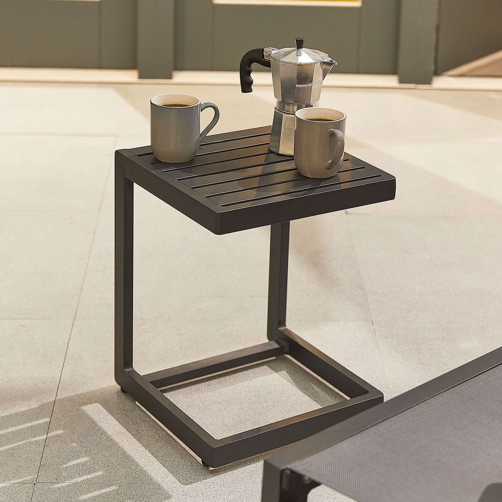 Nova <br> Milano Sun Lounger Set with Side Table Grey - Image 5