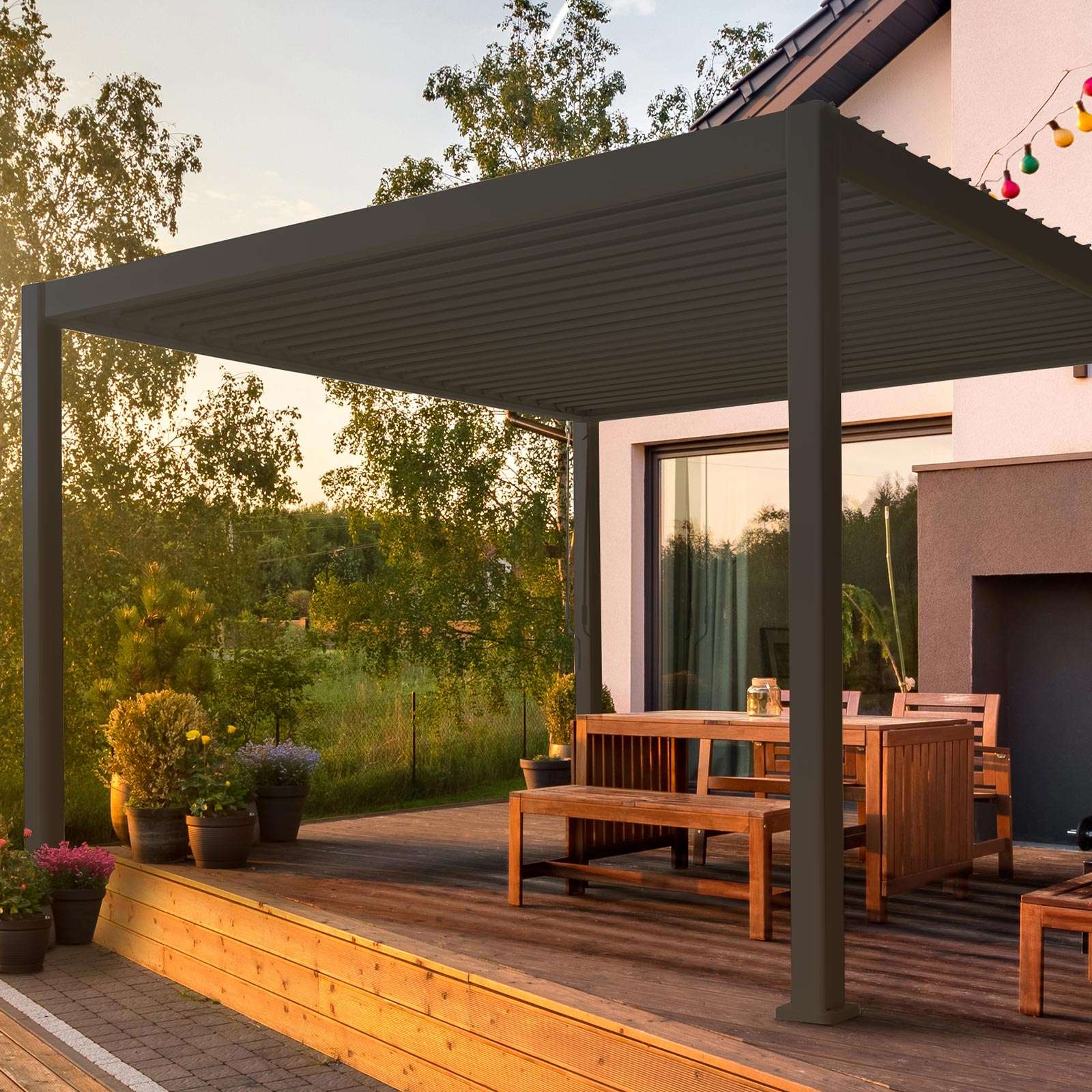 Nova <br> Titan Aluminium Pergola - 3.6m x 3.6m Square - Grey - Image 2