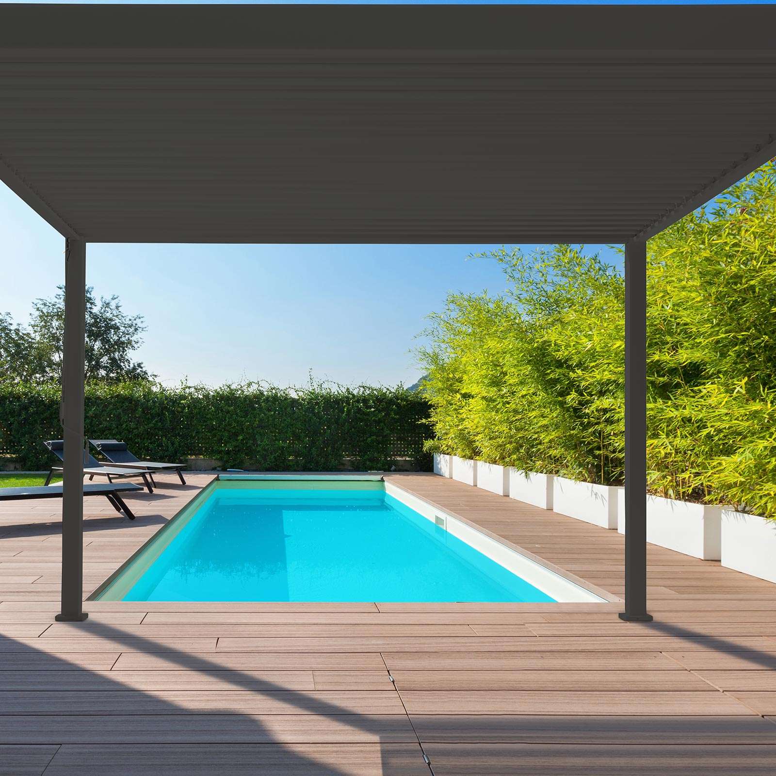 Nova <br> Titan Aluminium Pergola - 3.6m x 3.6m Square - Grey - Image 8