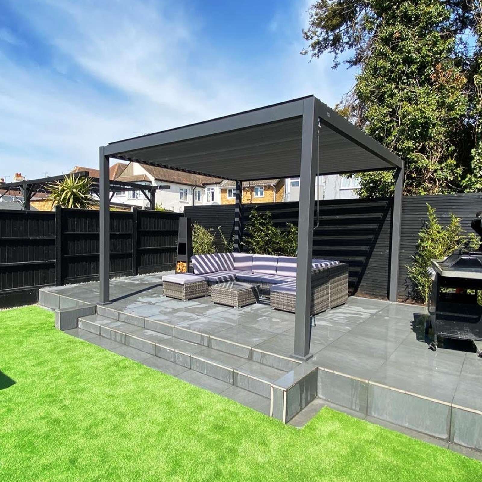 Nova <br> Titan Aluminium Pergola - 3.6m x 3.6m Square - Grey - Image 7