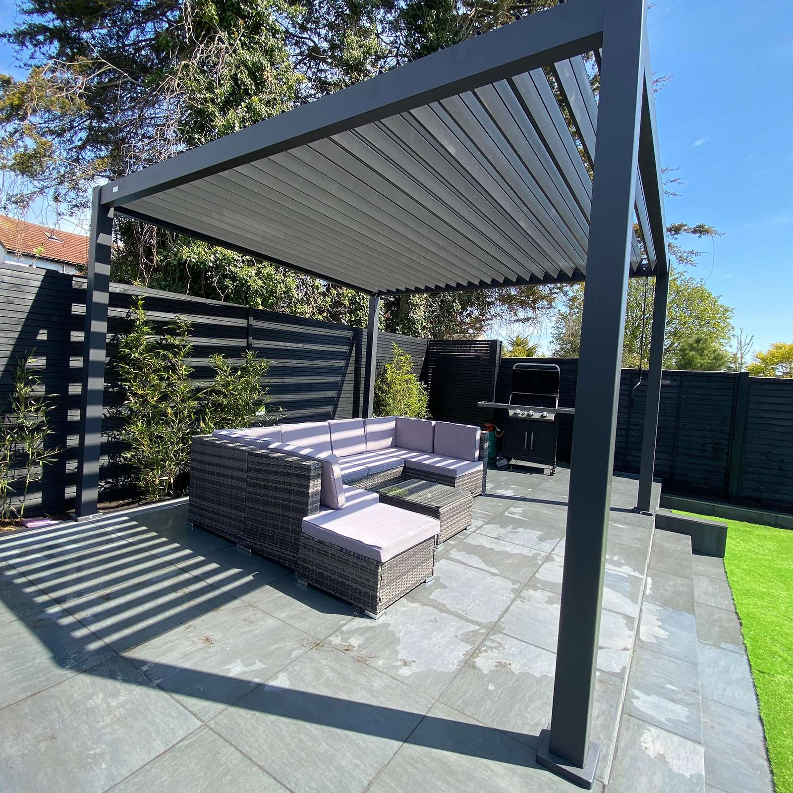 Nova <br> Titan Aluminium Pergola - 3.6m x 3.6m Square - Grey - Image 6