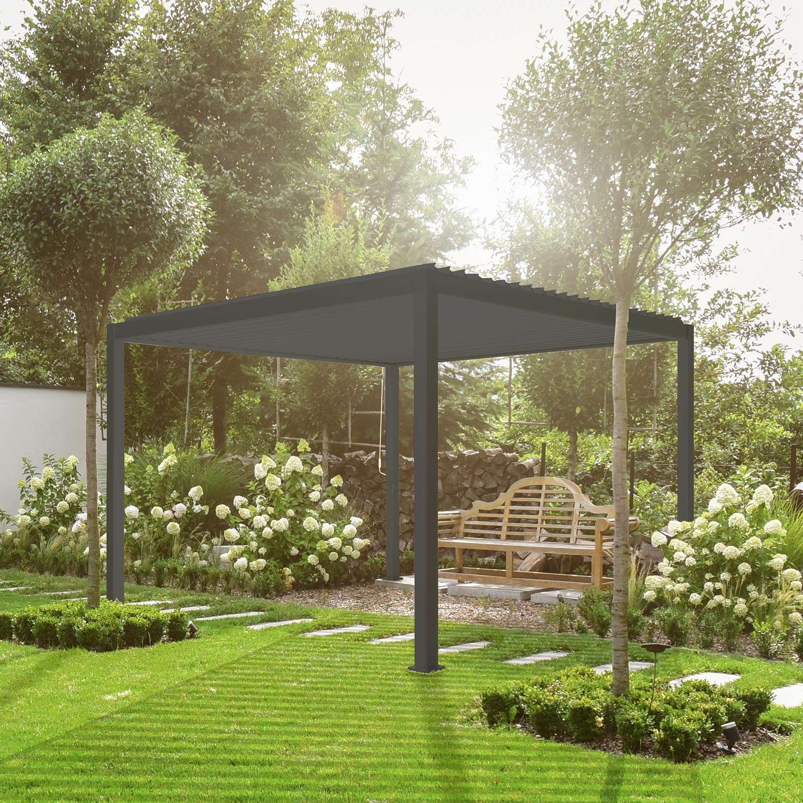 Nova <br> Titan Aluminium Pergola - 3.6m x 3.6m Square - Grey