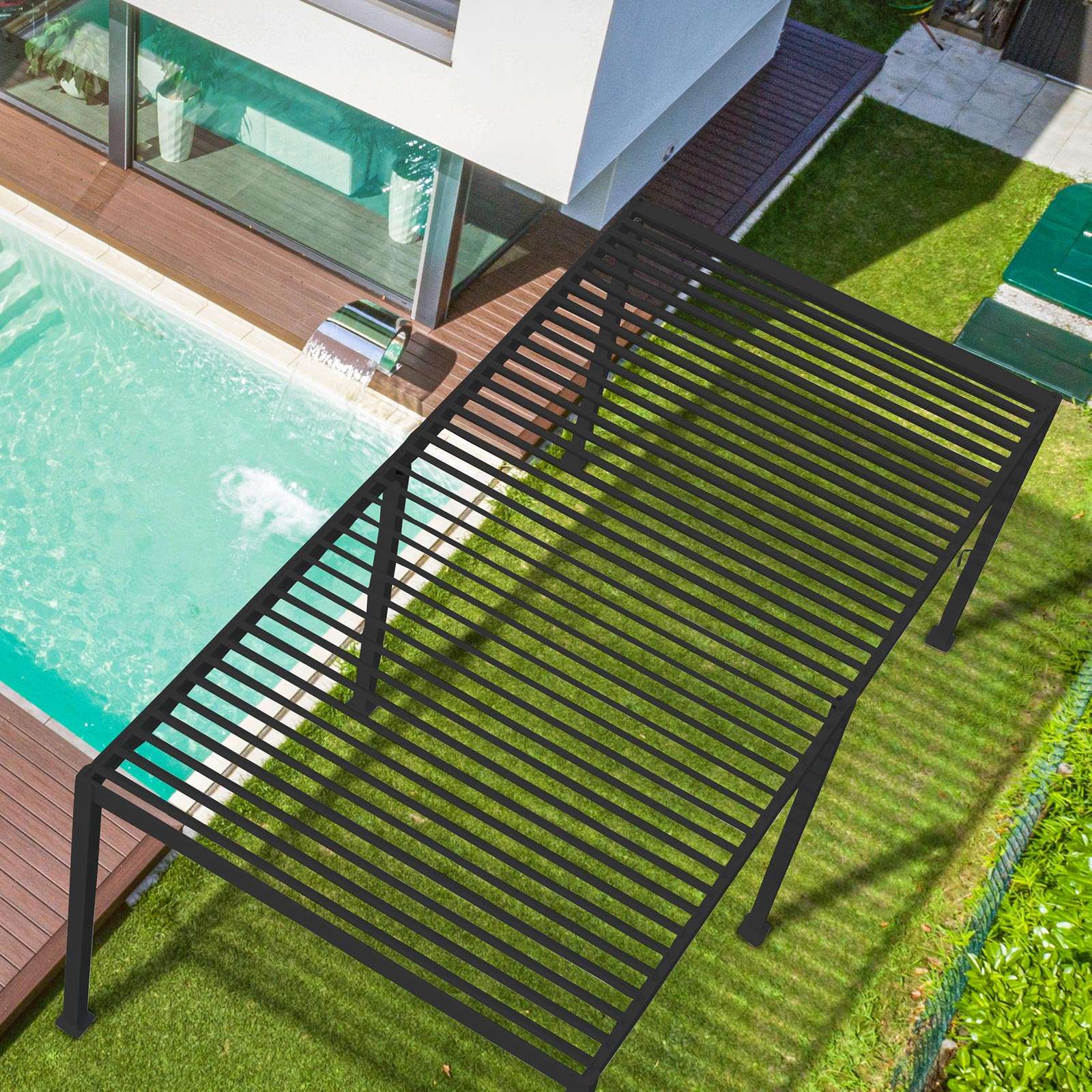 Nova <br> Titan Aluminium Pergola - 6m x 3m Rectangular - Grey - Image 2