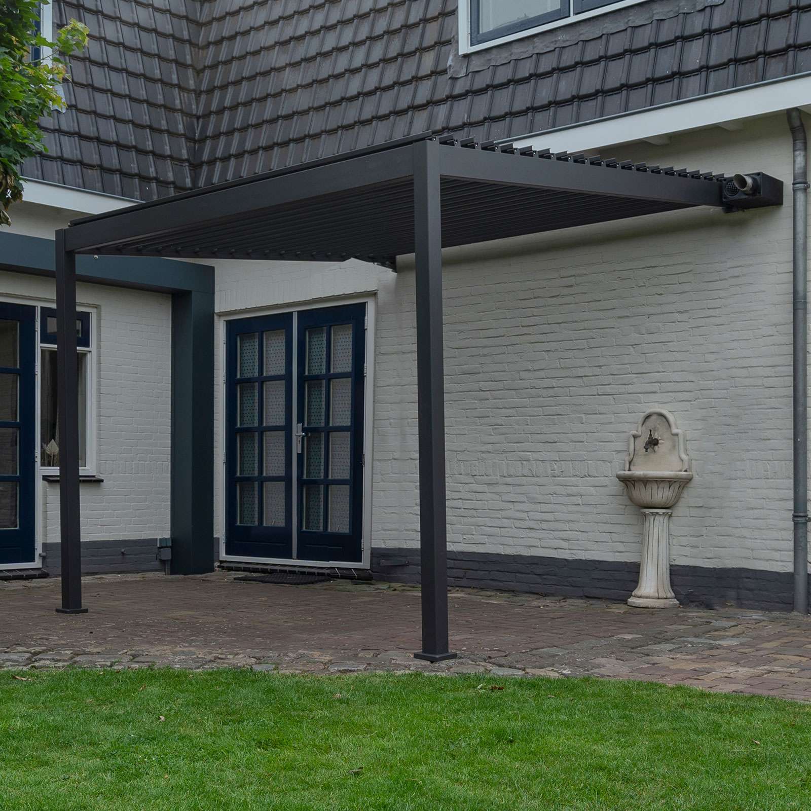 Nova <br> Titan Aluminium Wall Mounted Pergola - 3.6m x 3m Rectangular - Grey - Image 2