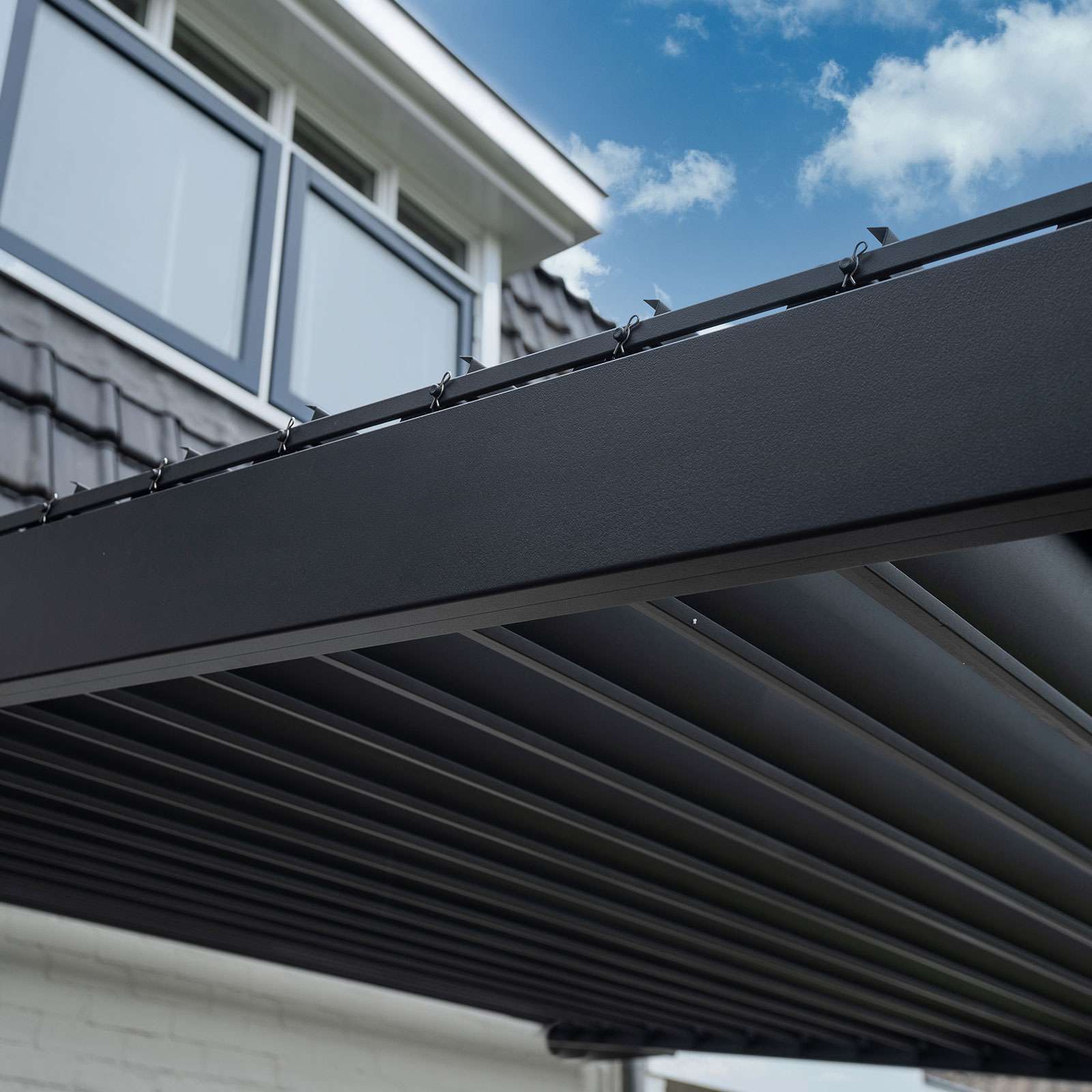 Nova <br> Titan Aluminium Wall Mounted Pergola - 3.6m x 3m Rectangular - Grey - Image 5
