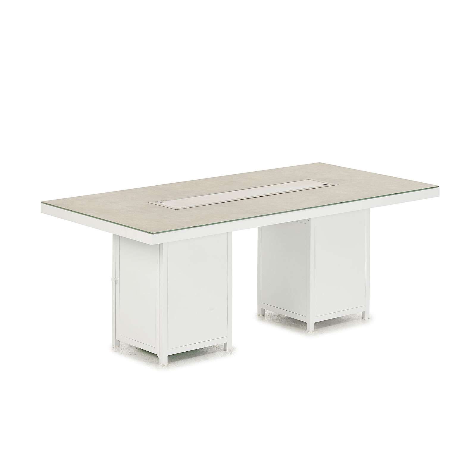 Nova <br> 8 Seat Rectangular Dining Table with Firepit White - Image 2