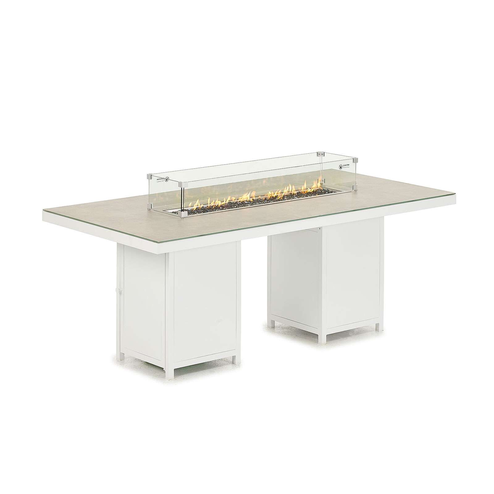 Nova <br> 8 Seat Rectangular Dining Table with Firepit White