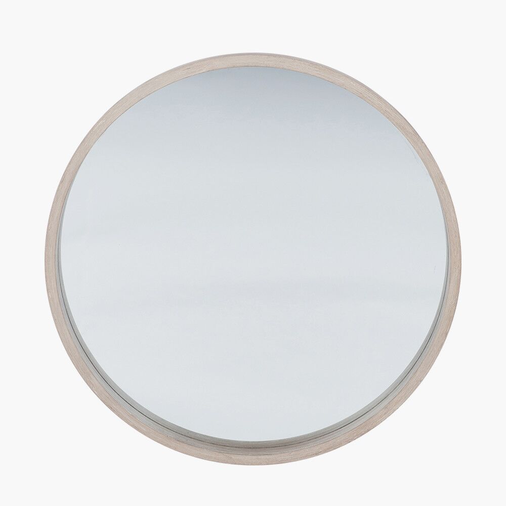 Natural Wood Round Mirror