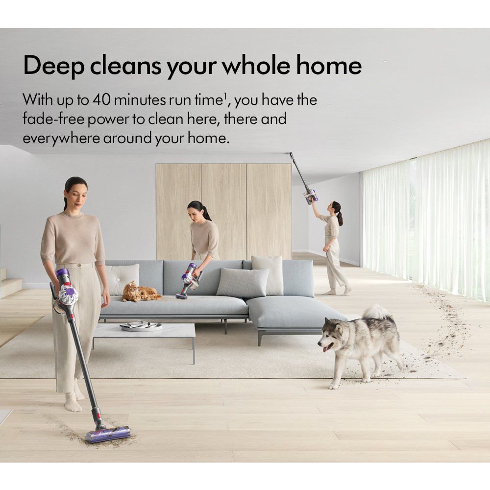 Dyson V8ABS-2023 Cordless Stick Vacuum Cleaner - 40 Minutes Run Time - Silver/Yellow - Image 6