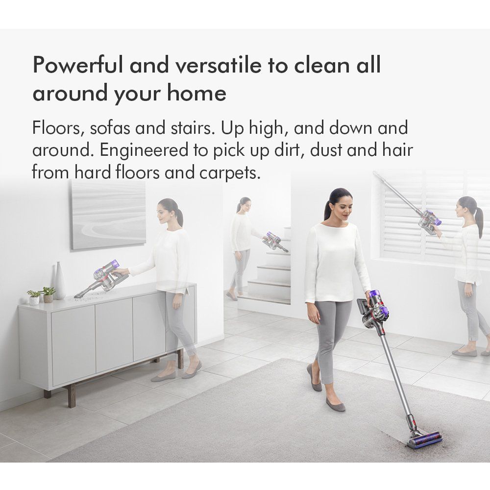 Dyson V8ABS-2023 Cordless Stick Vacuum Cleaner - 40 Minutes Run Time - Silver/Yellow - Image 5
