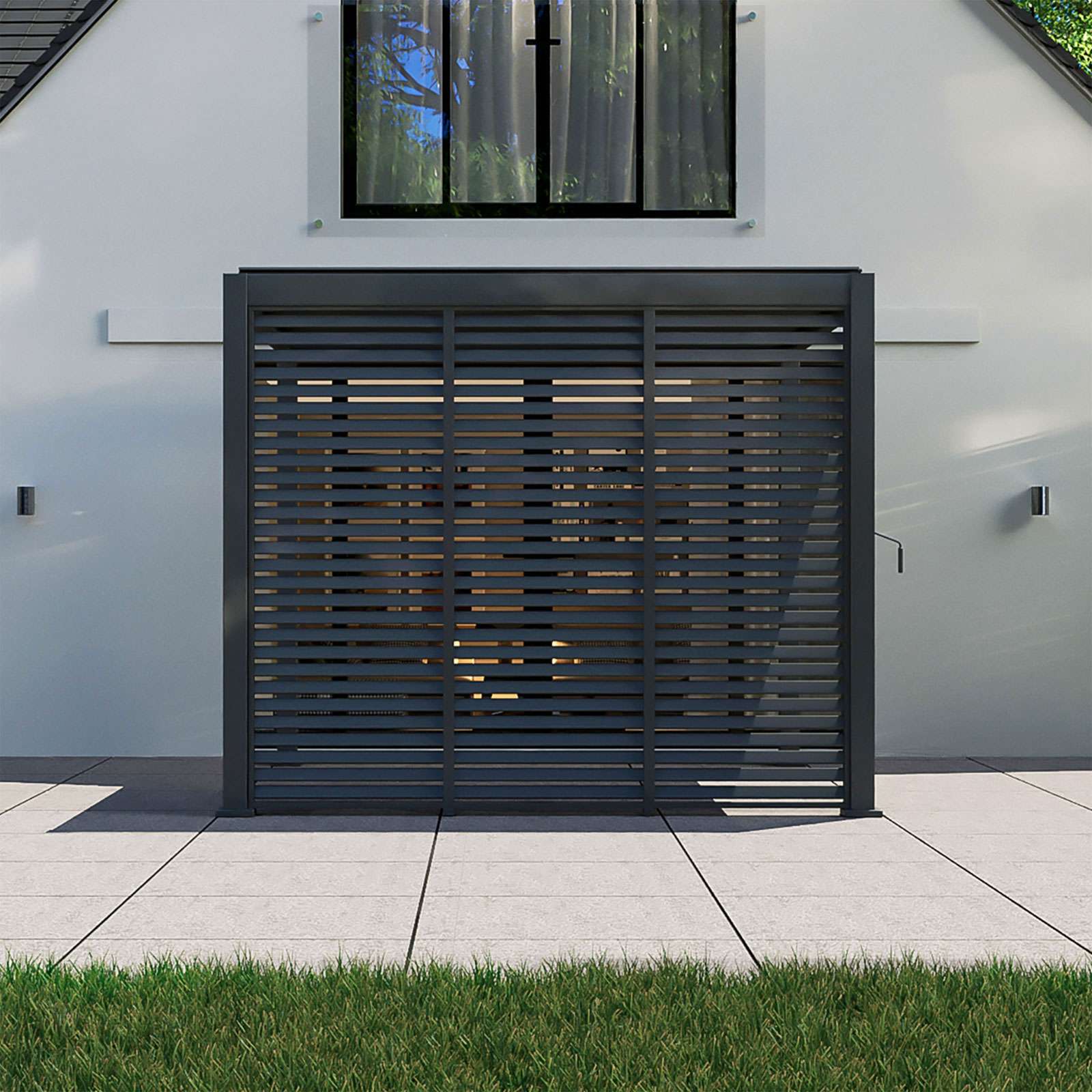 Nova <br> Titan 1m Aluminium Side Wall for 3m x 3m Titan Pergola - Grey - Image 2