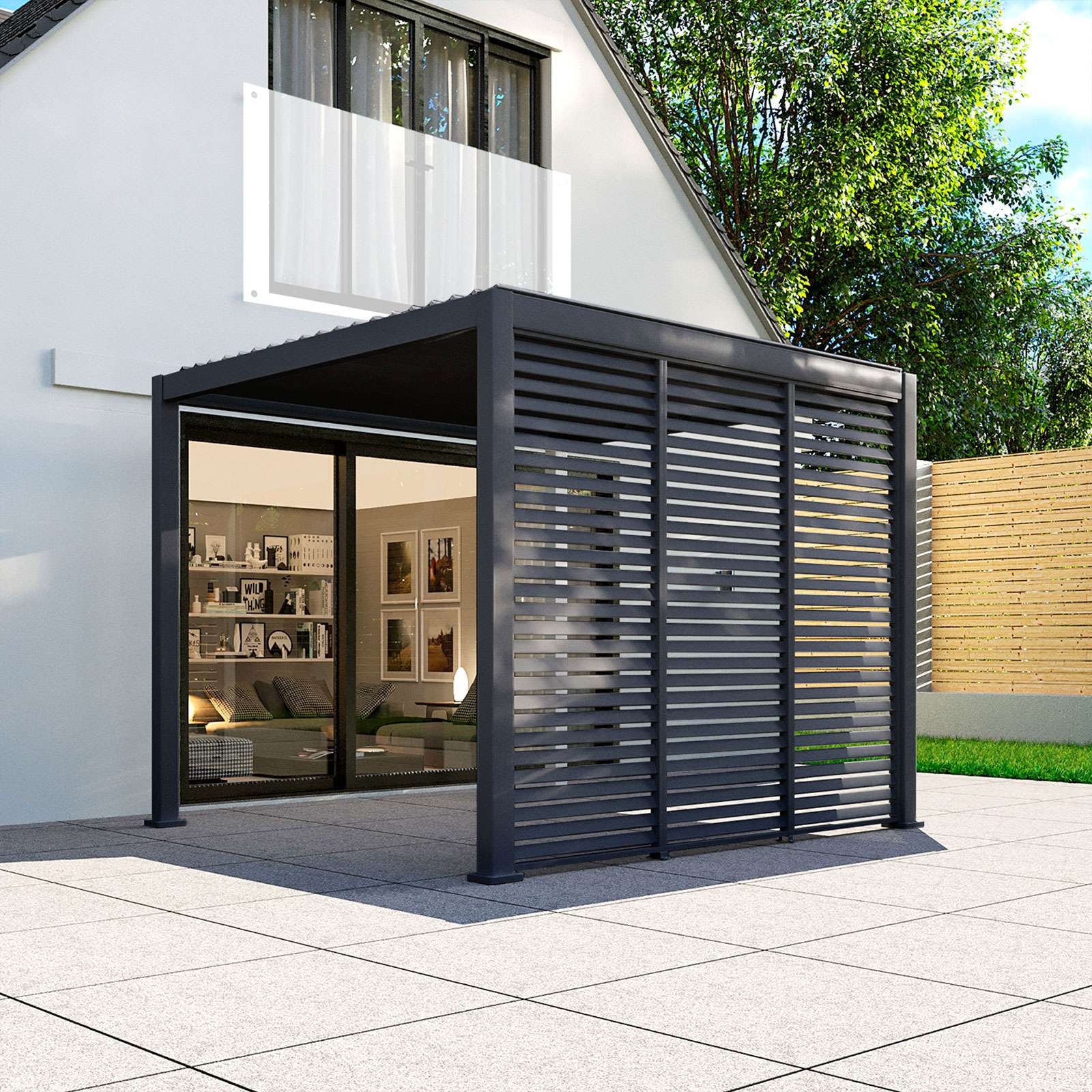 Nova <br> Titan 1m Aluminium Side Wall for 3m x 3m Titan Pergola - Grey