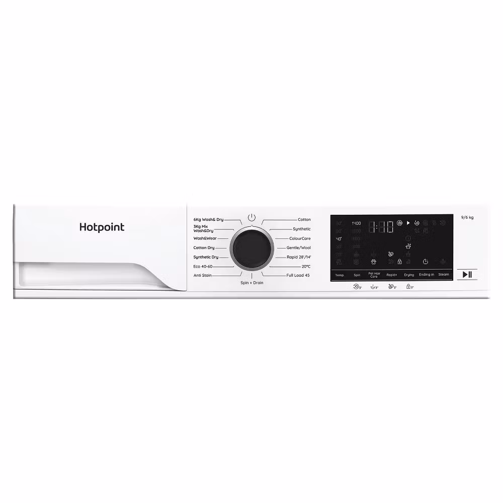 Hotpoint HBD9681ANTSTAIN 9kg/6kg 1400 Spin Washer Dryer - White - Image 4