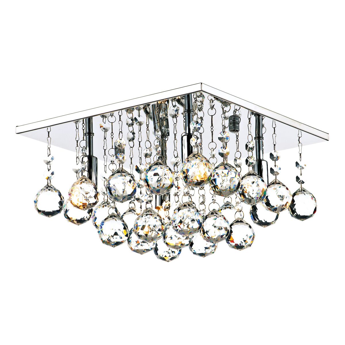 Abacus 4 Light Flush Polished Chrome Crystal<br>Crystal