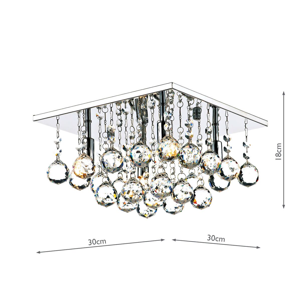 Abacus 4 Light Flush Polished Chrome Crystal<br>Crystal - Image 2