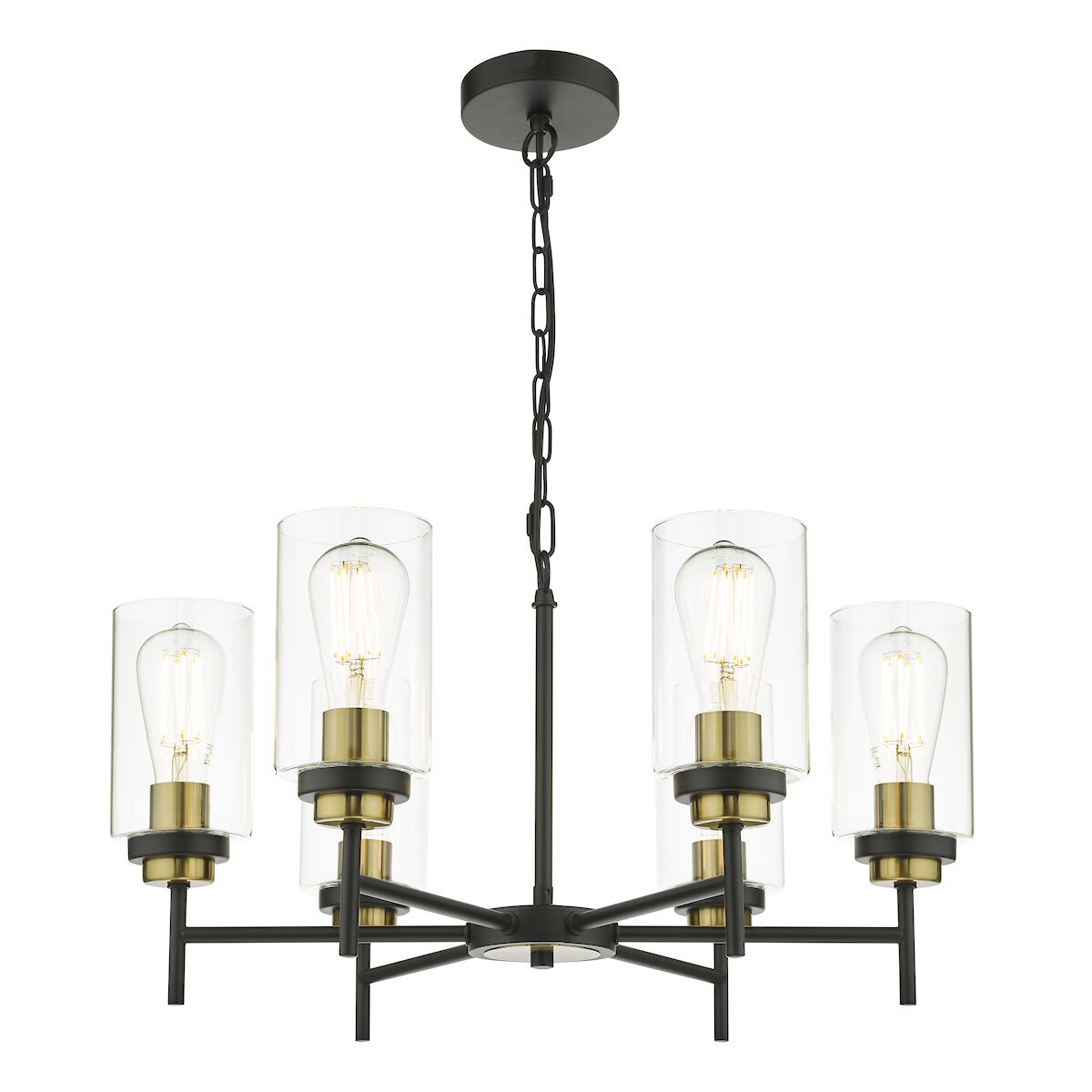 Abel 6 Light Pendant Satin Black Glass<br>Satin Black