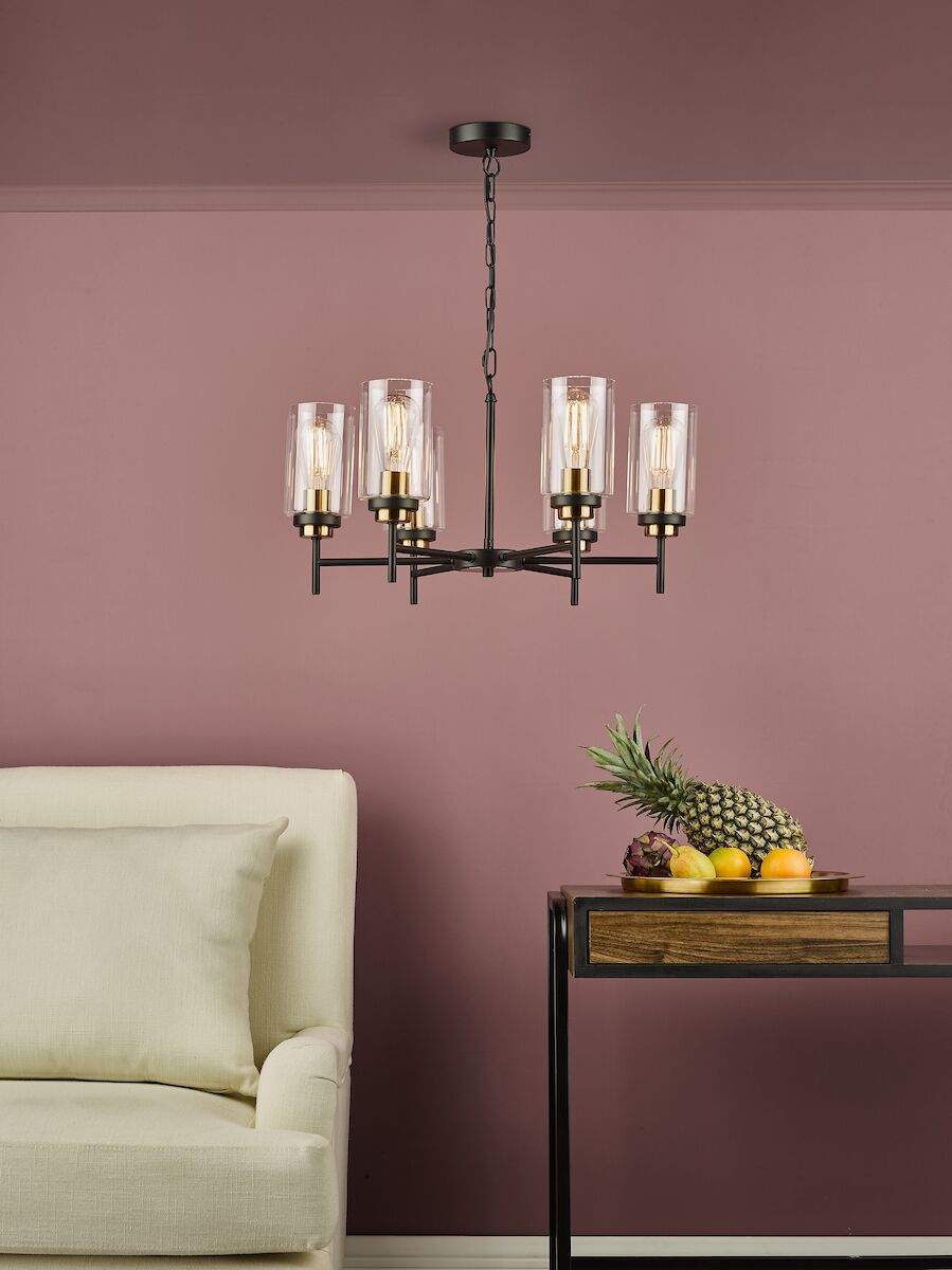 Abel 6 Light Pendant Satin Black Glass<br>Satin Black - Image 4