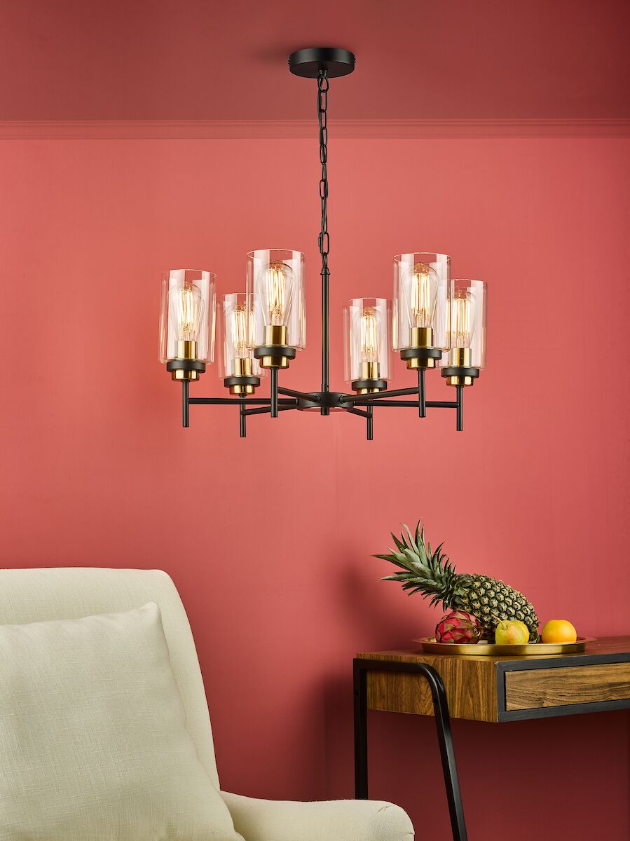 Abel 6 Light Pendant Satin Black Glass<br>Satin Black - Image 5