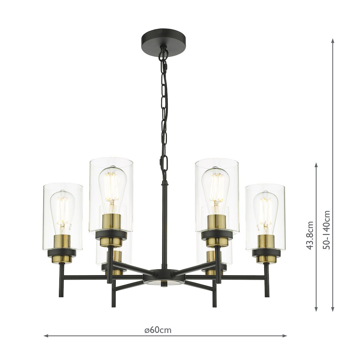 Abel 6 Light Pendant Satin Black Glass<br>Satin Black - Image 6