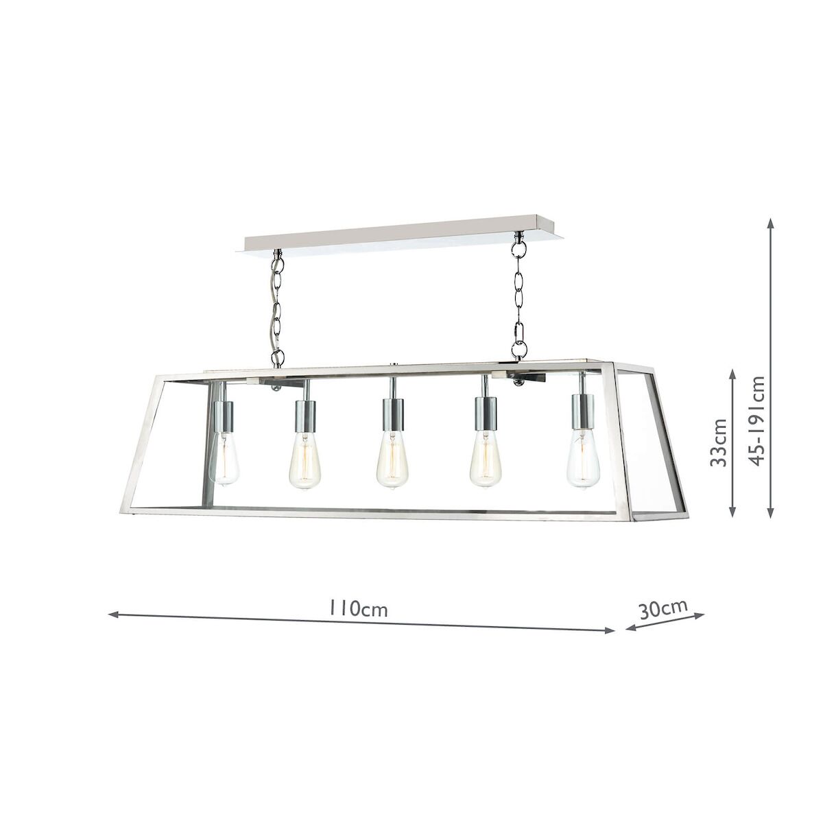 Academy 5 Light Pendant Stainless Steel<br>Polished Stainless Steel - Image 2