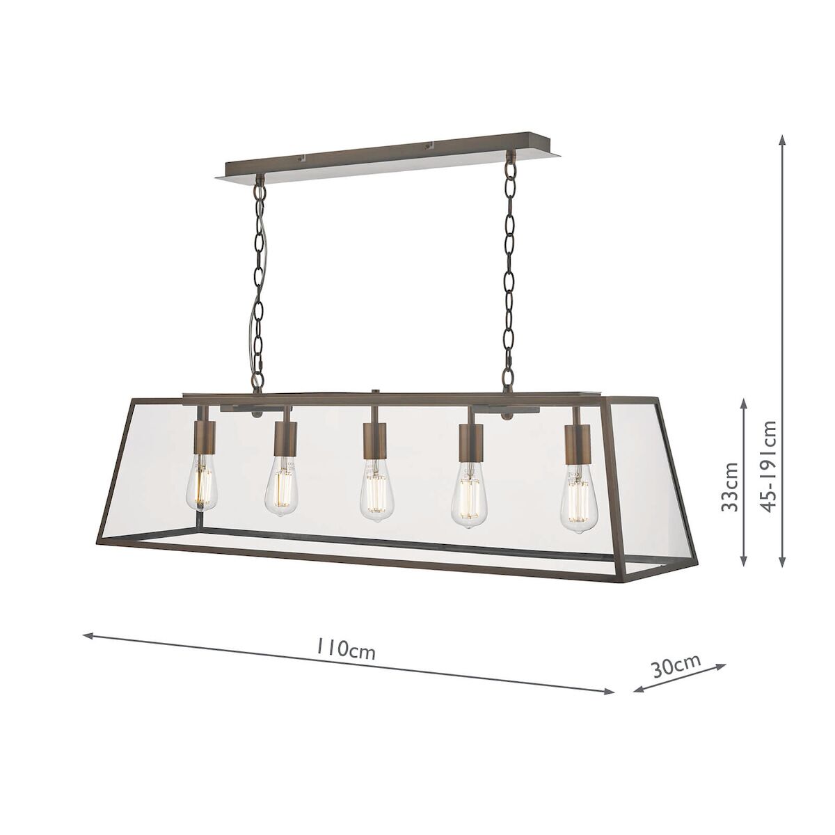 Academy 5 Light Bar Pendant Antique Copper<br>Antique Copper - Image 4