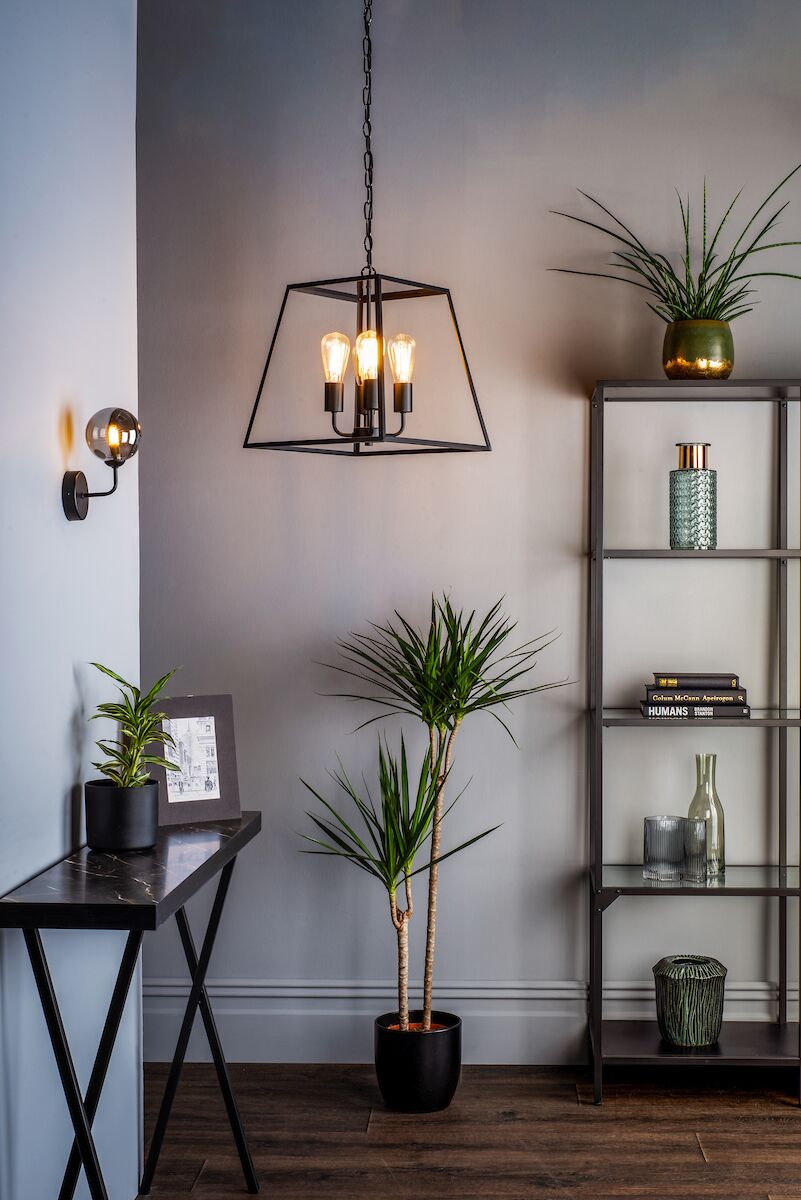 Academy 4 Light Lantern Black<br>Matt Black - Image 4