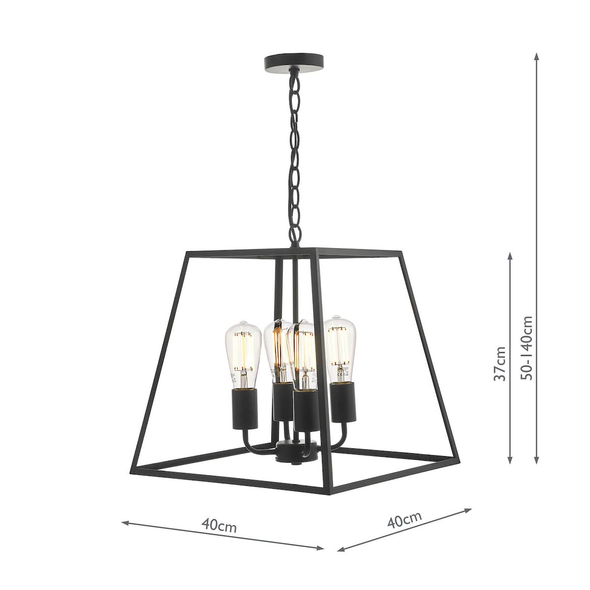 Academy 4 Light Lantern Black<br>Matt Black - Image 5