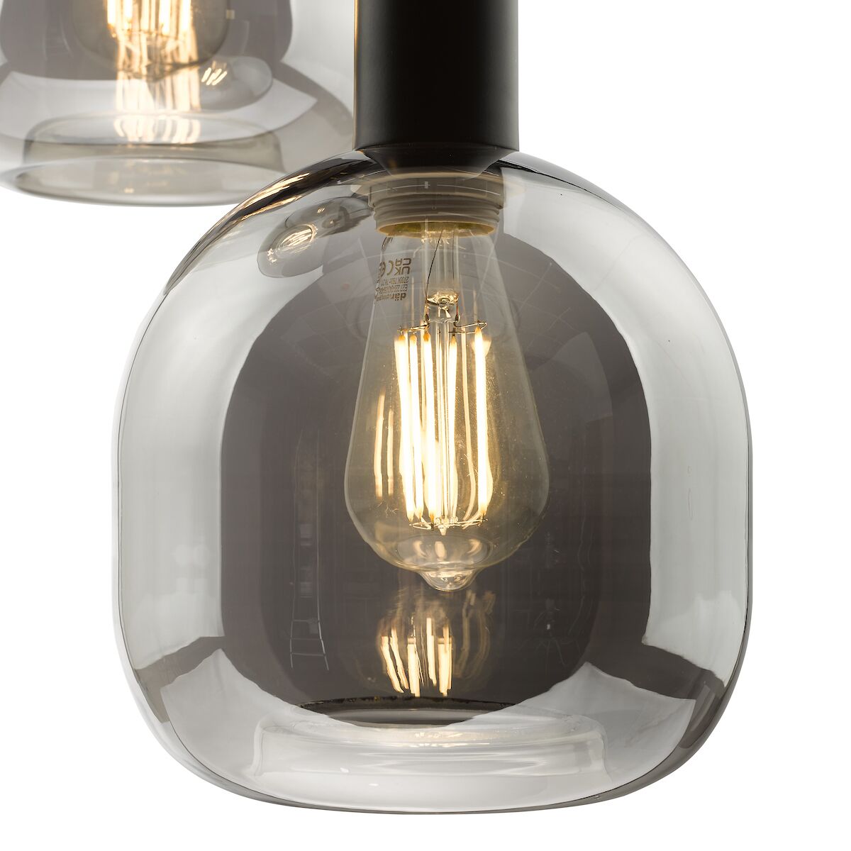 Aiden 3 Light Cluster Pendant Satin Black & Smoked<br>Smoked Glass - Image 3