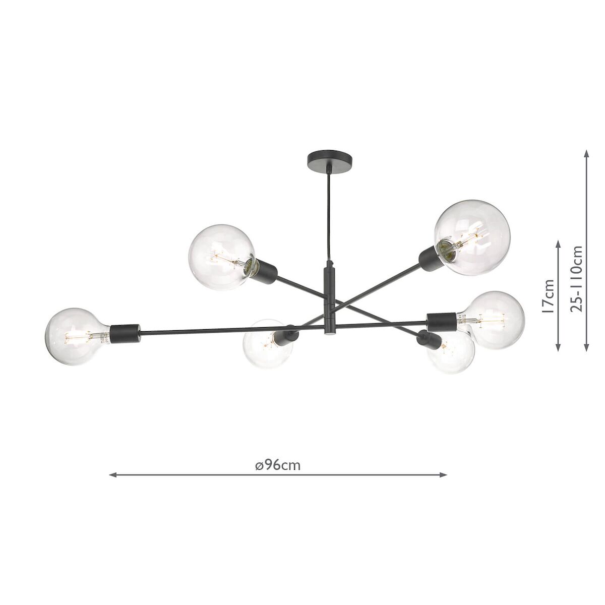 Alana 6 Light Pendant Black<br>Matt Black - Image 2