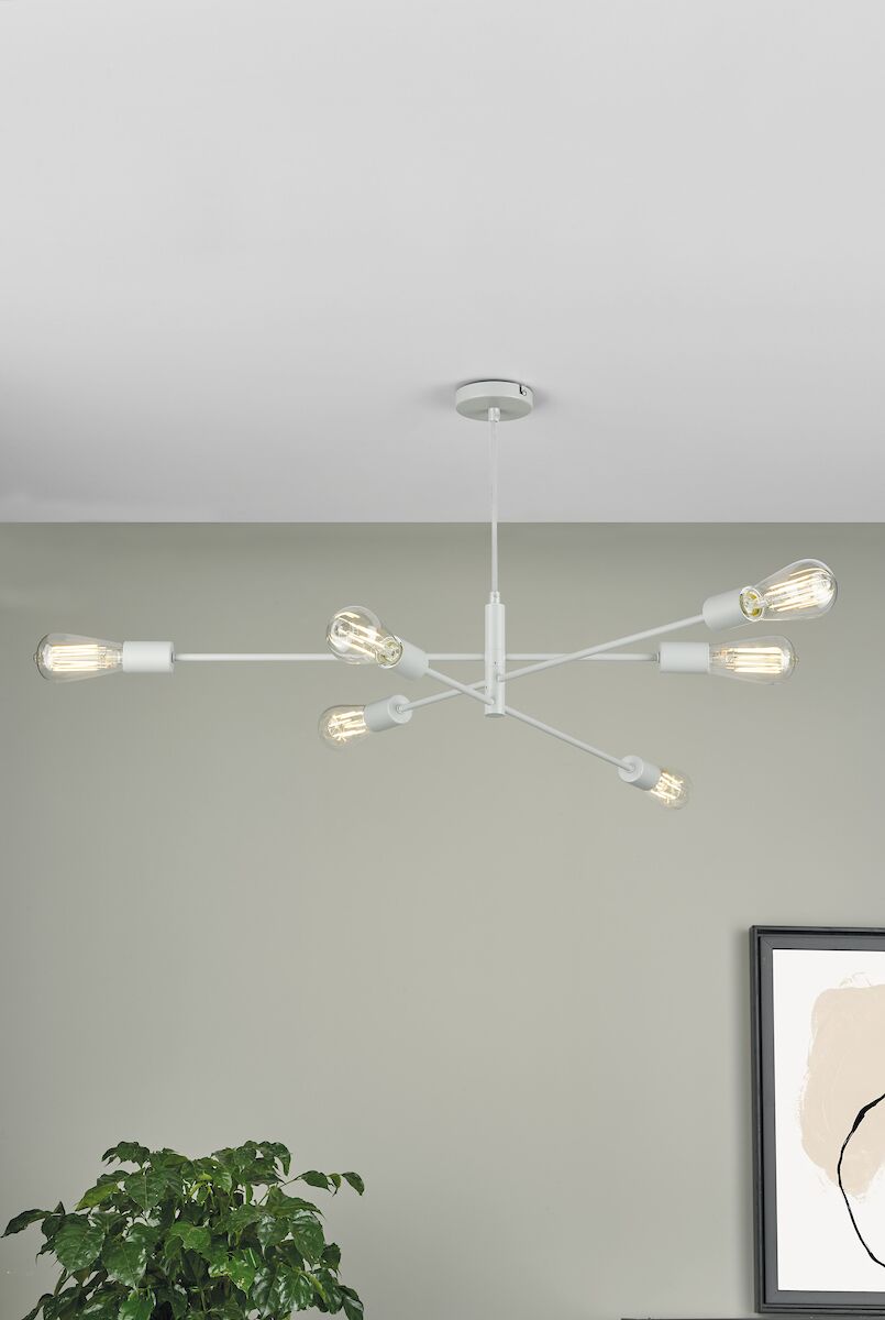 Alana 6 Light Armed Fitting Matt Grey<br>Matt Grey - Image 3