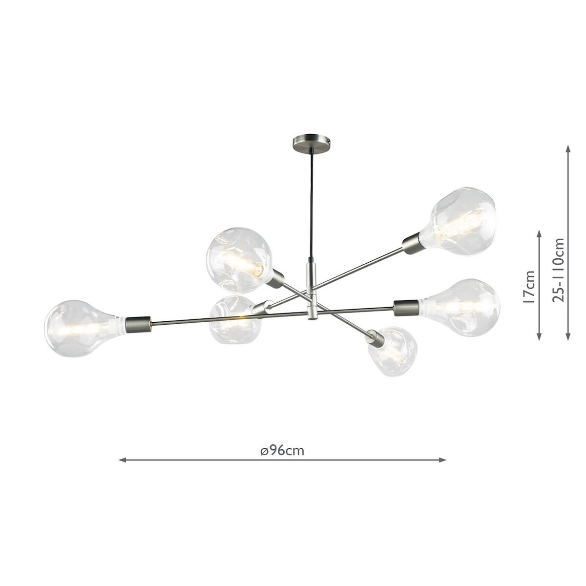 Alana 6 Light Pendant Satin Chrome<br>Satin Chrome - Image 2