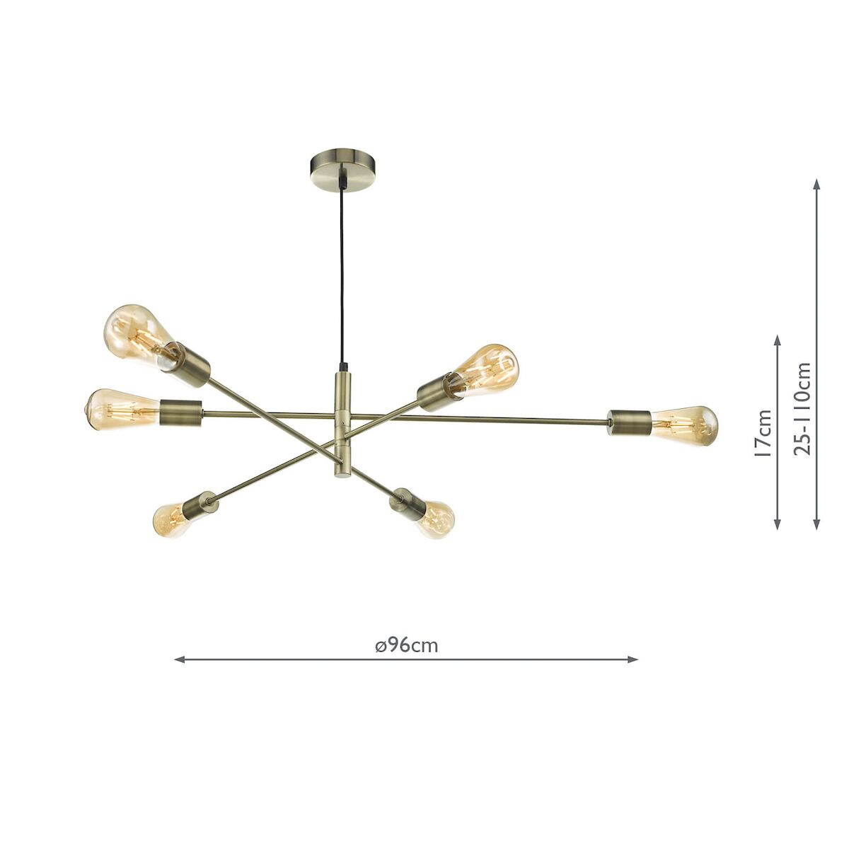Alana 6 Light Pendant Antique Brass<br>Antique Brass - Image 2
