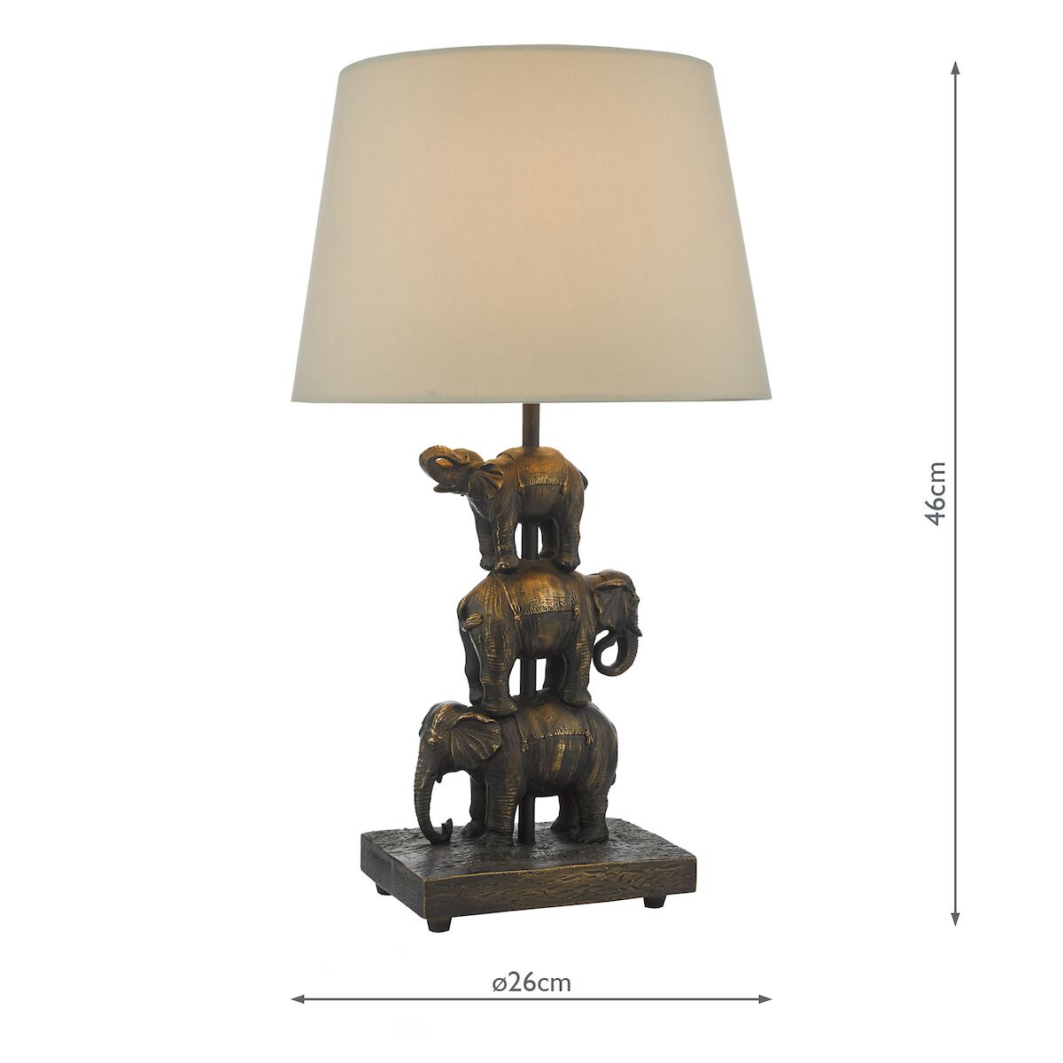 Alina Elephant Table Lamp Antique Bronze With Shade <br>Antique Bronze - Image 6