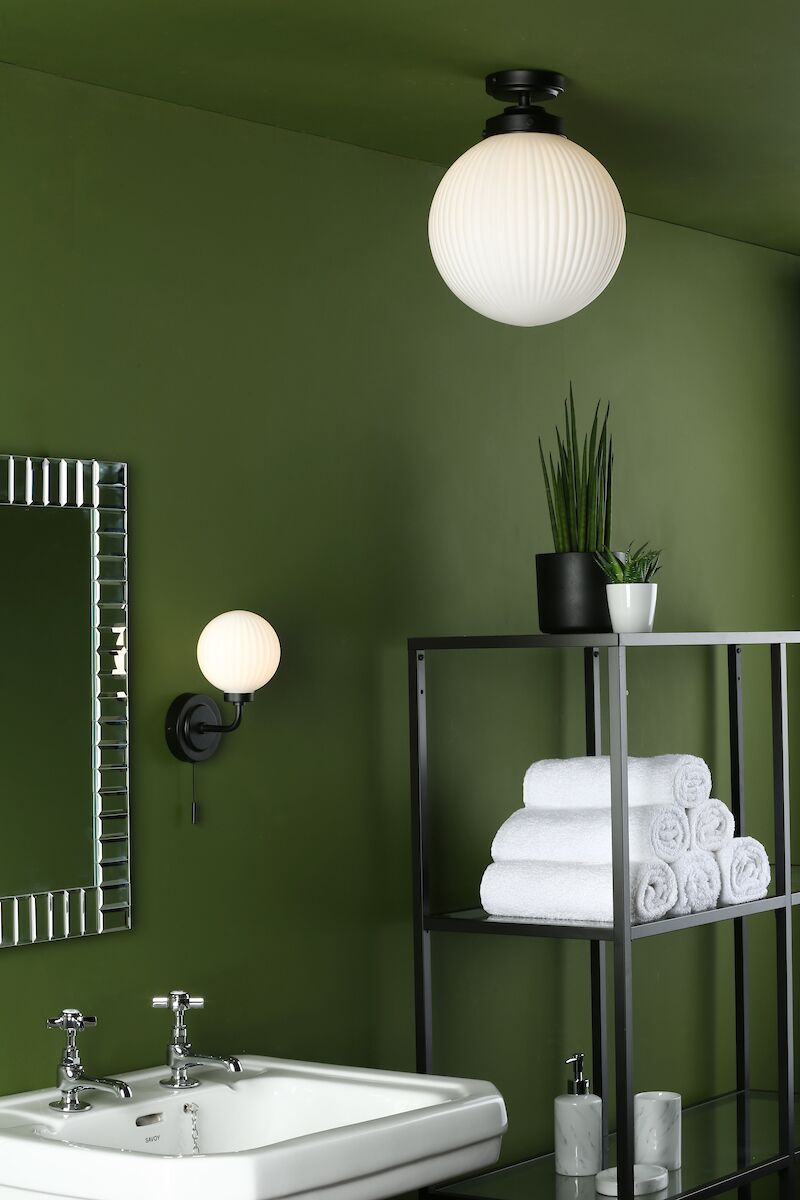 Alrik Bathroom Flush Matt Black Opal Glass IP44<br>Matt Black - Image 5