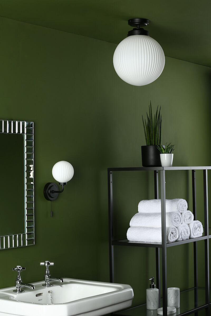 Alrik Bathroom Flush Matt Black Opal Glass IP44<br>Matt Black - Image 6