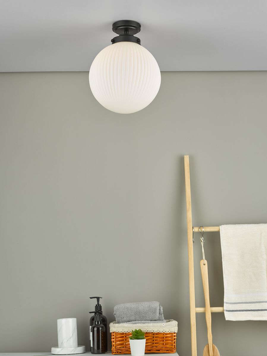 Alrik Bathroom Flush Matt Black Opal Glass IP44<br>Matt Black - Image 7