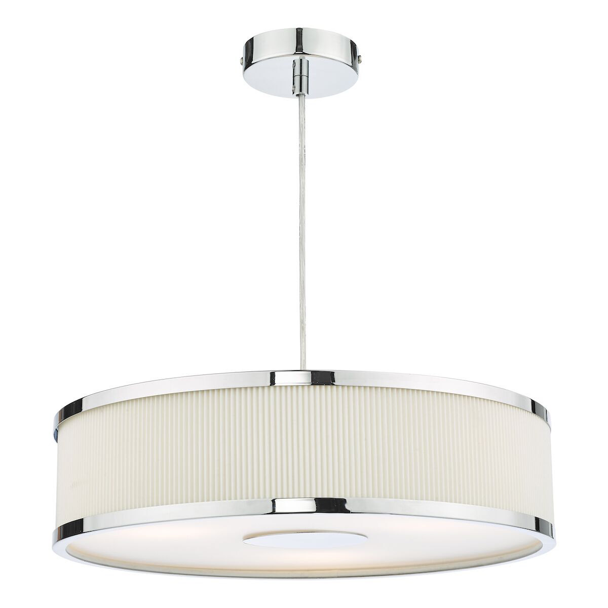 Alvaro 3 Light Single Pendant Polished Chrome Ivory<br>Polished Chrome