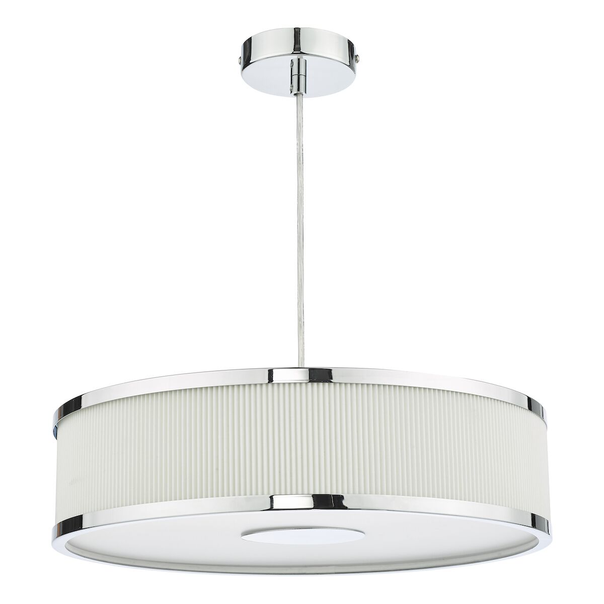 Alvaro 3 Light Single Pendant Polished Chrome Ivory<br>Polished Chrome - Image 2