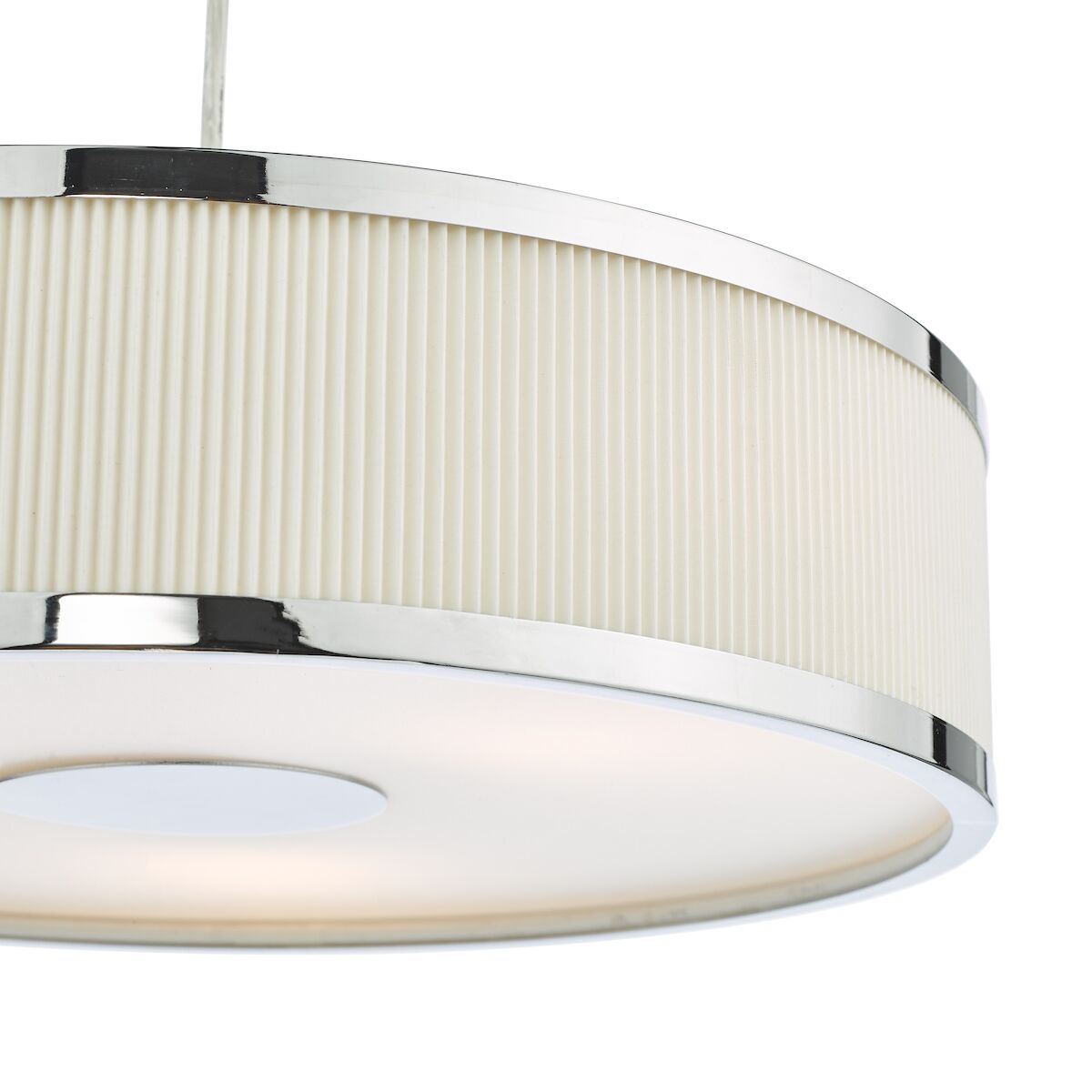 Alvaro 3 Light Single Pendant Polished Chrome Ivory<br>Polished Chrome - Image 3