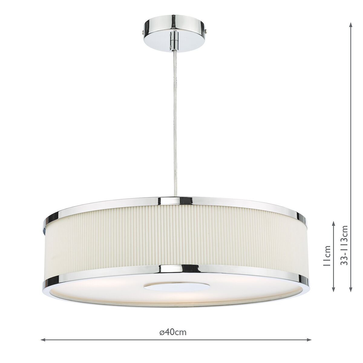 Alvaro 3 Light Single Pendant Polished Chrome Ivory<br>Polished Chrome - Image 4
