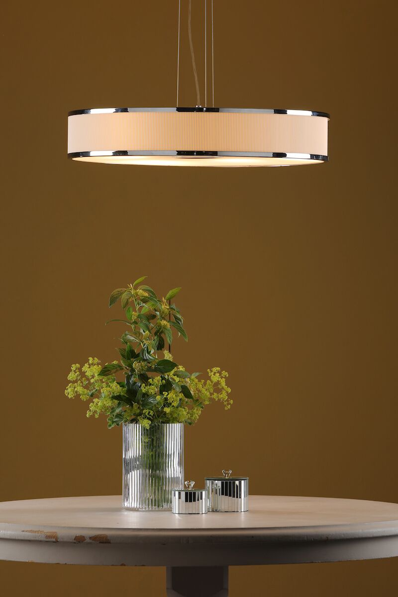 Alvaro 6 Light Single Pendant Polished Chrome Ivory<br>Polished Chrome - Image 6