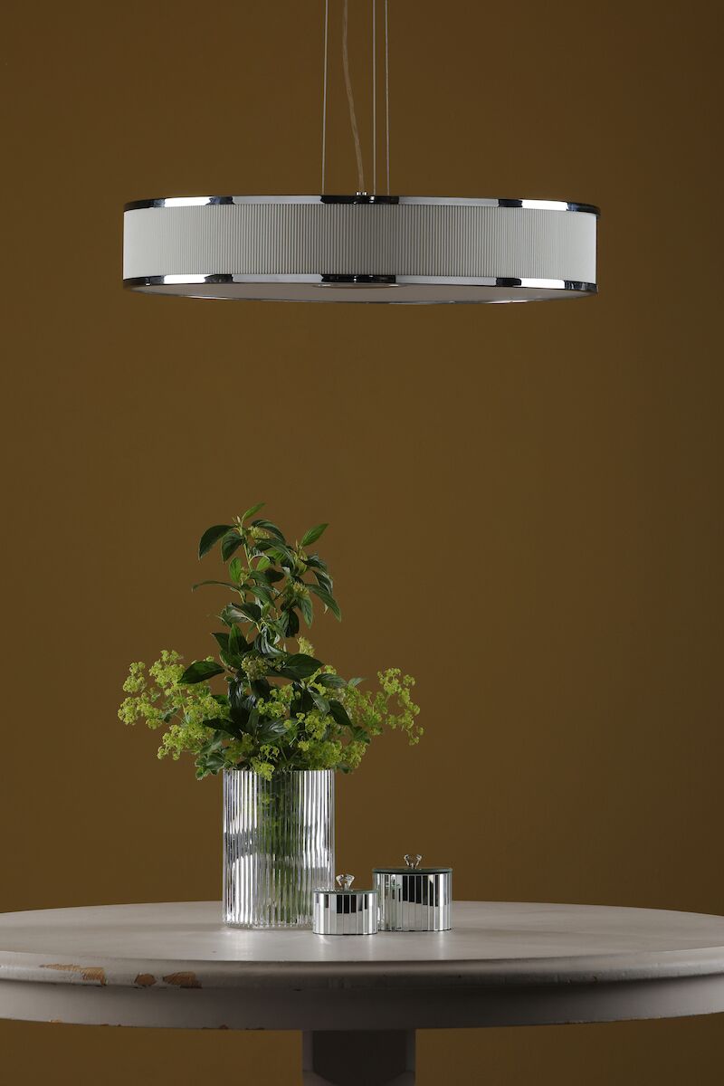 Alvaro 6 Light Single Pendant Polished Chrome Ivory<br>Polished Chrome - Image 7