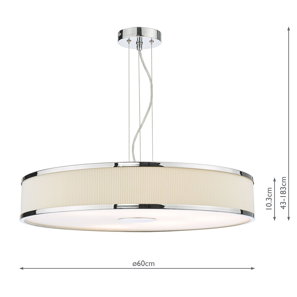 Alvaro 6 Light Single Pendant Polished Chrome Ivory<br>Polished Chrome - Image 8