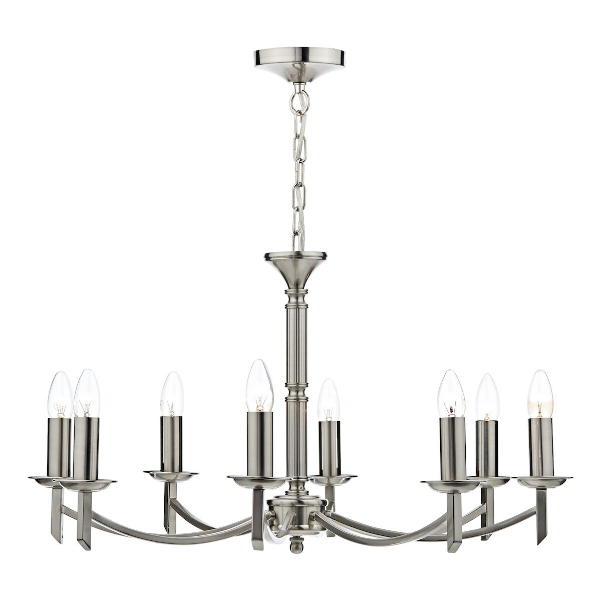 Ambassador 8 Light Dual Mount Chandelier Satin Chrome<br>Satin Chrome