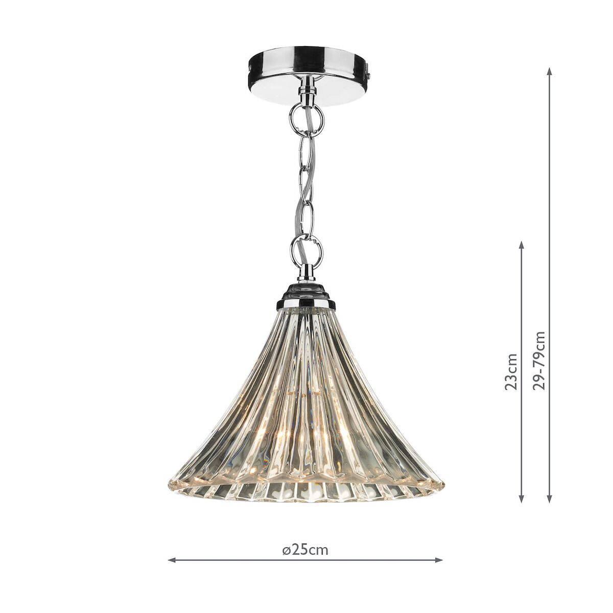 Ardeche 1 Light Fluted Glass Pendant Polished Chrome<br>Polished Chrome - Image 2