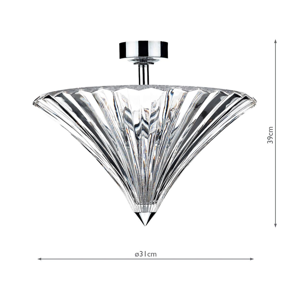 Ardeche 3 Light Flush Polished Chrome<br>Glass - Image 2