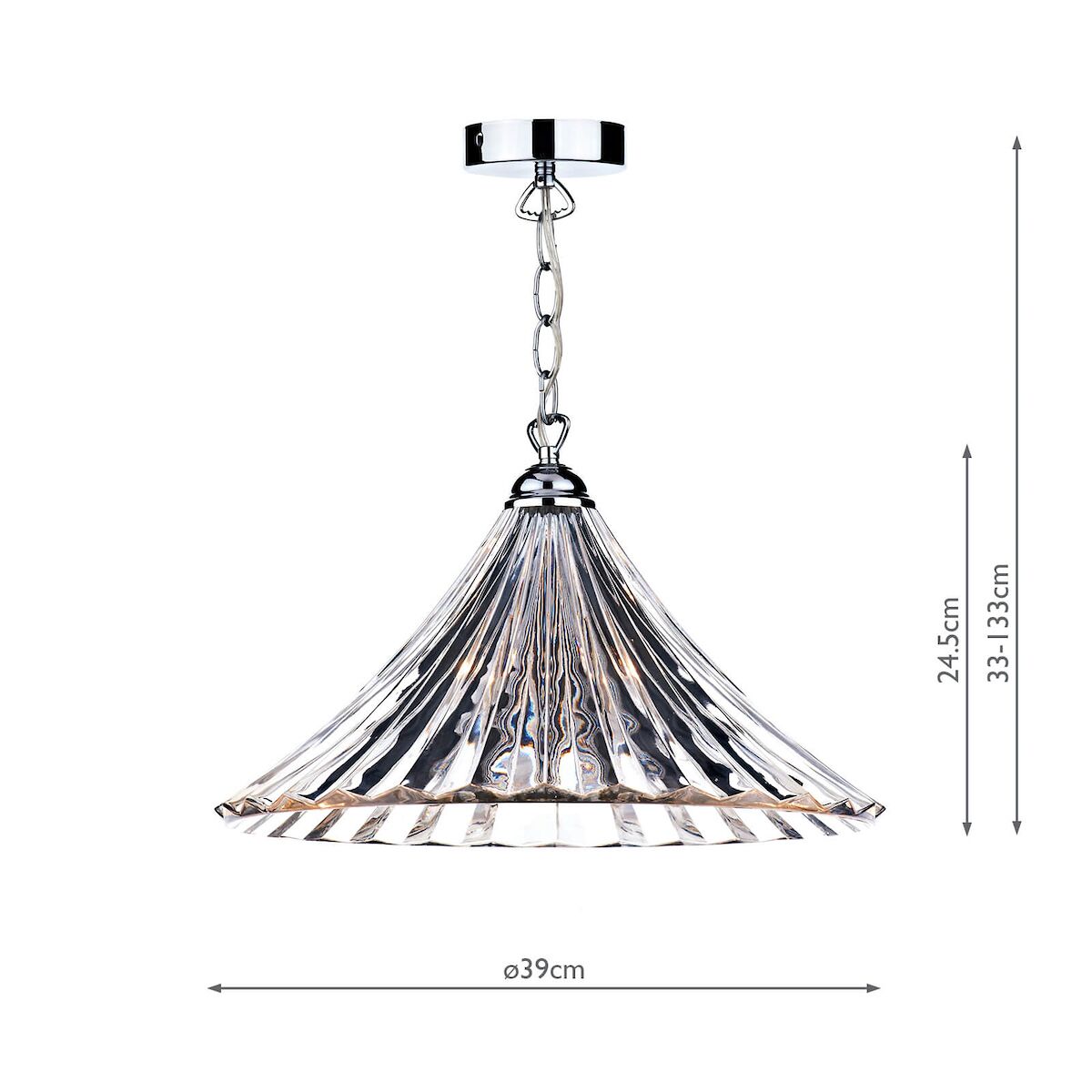 Ardeche 1 Light Large Pendant Clear Glass Polished Chrome<br>Polished Chrome - Image 2