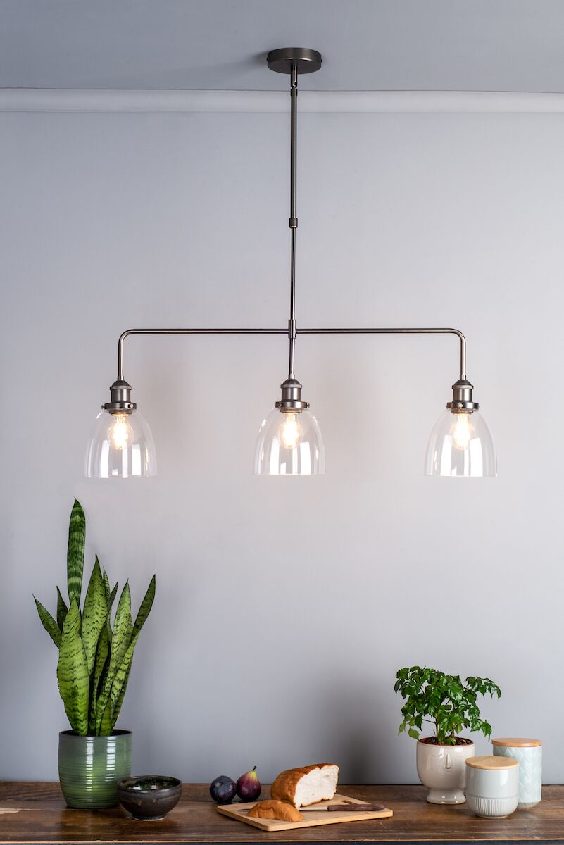 Arvin 3 Light Bar Pendant Antique Chrome & Glass<br>Antique Chrome - Image 4